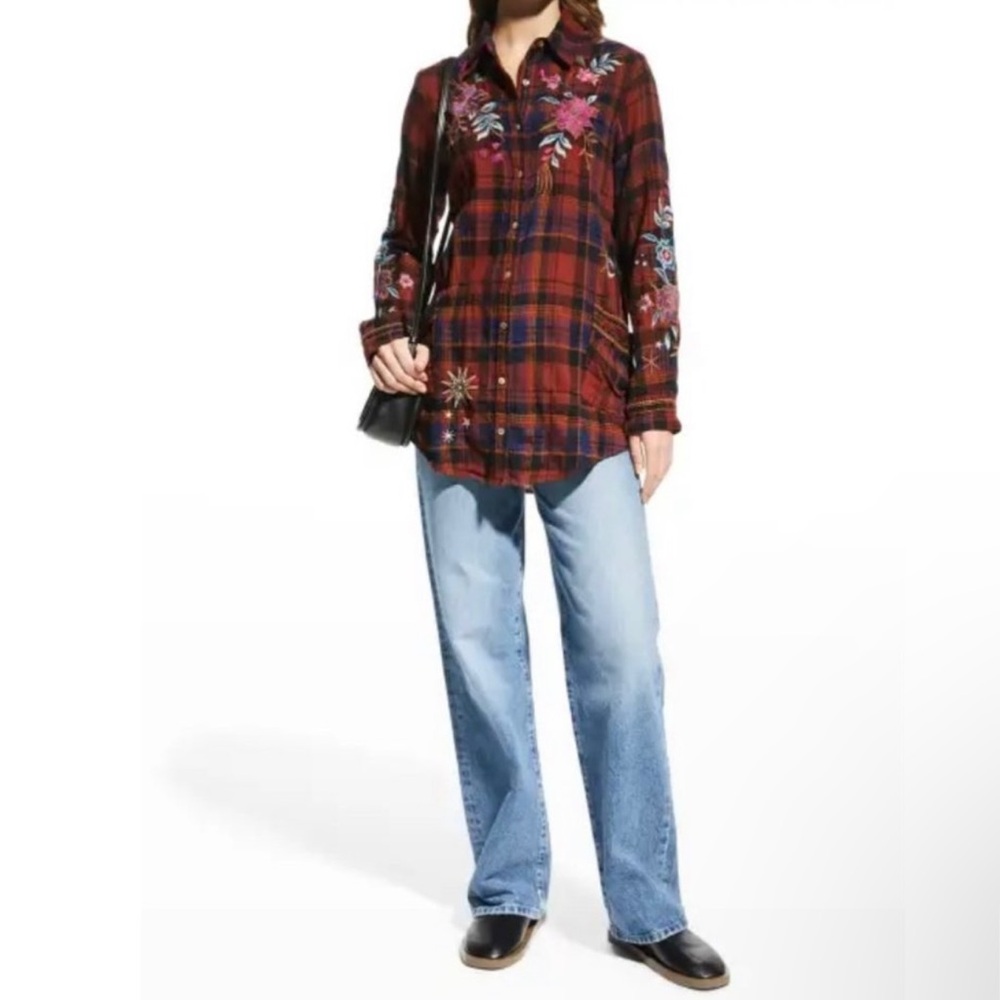 Johnny Was Cordelia Painters Flannel Embroidered Tunic Sz: S
